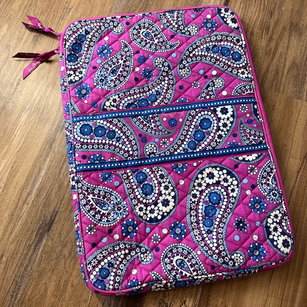 Vera Bradley Pink Paisley Tech Bag Laptop Tablet Cover Bag Zipper Pockets